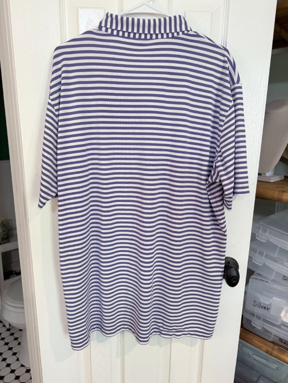 Peter Millar Polo-Purple stripe-Large - Picture 2 of 3